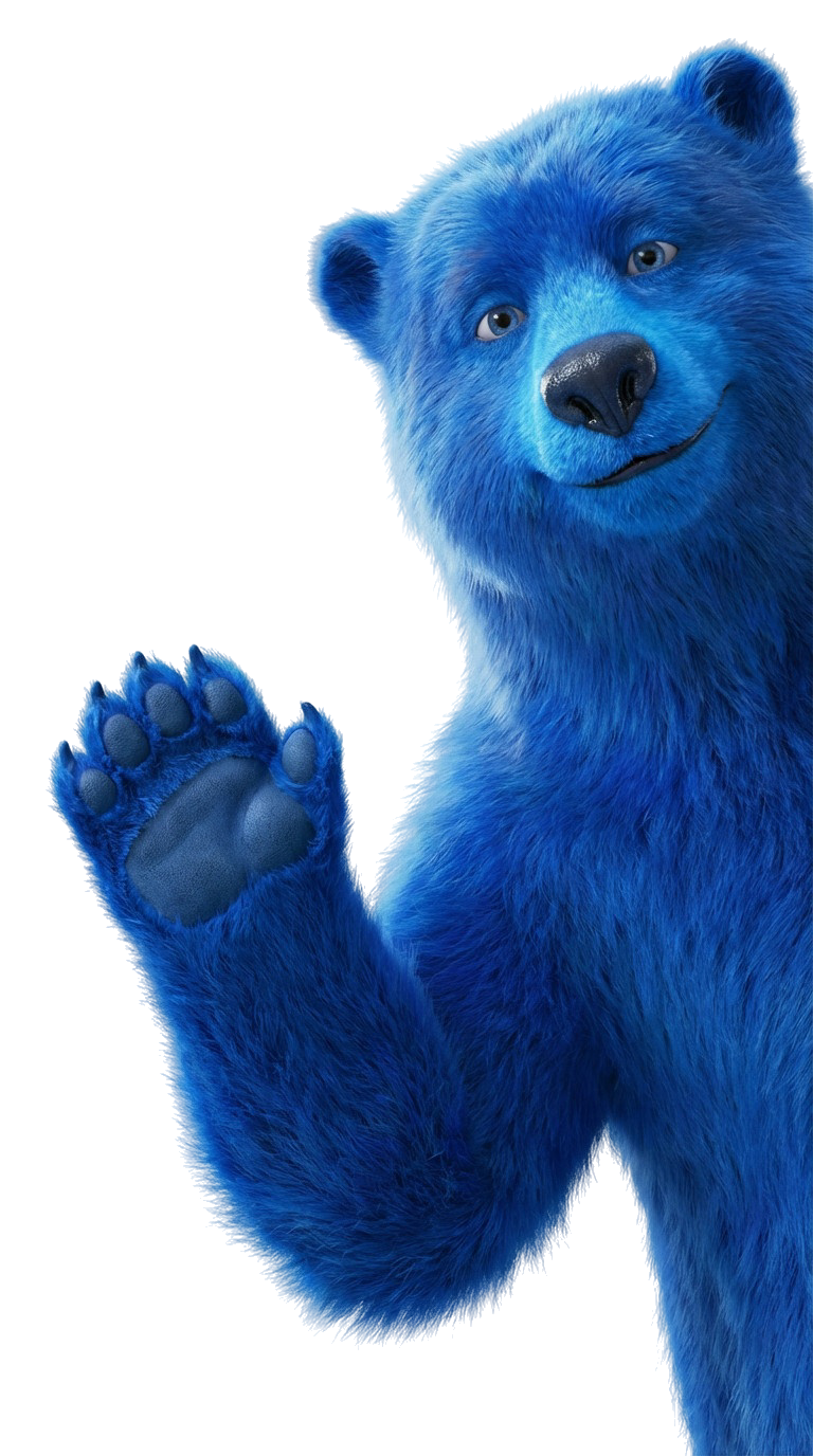 El oso de O2 saludando, mascota de la marca O2